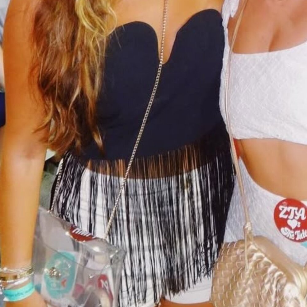 Puzzle Strapless Top in Black